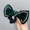 A174 Grampo de Cabelo Cruzado Veludo Dourado Preto Laço Grande Feminino Popular Rabo de Cavalo Acessórios de Cabelo de Pelúcia Moda Presilha de Primavera
