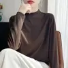 Suéter de punto base de manga larga para mujer, cálido para otoño e invierno, cuello medio alto simple y versátil, nuevo, amigable con la piel, camiseta interior