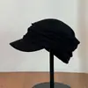 Sombrero Ecuestre Plisado Retro para Mujer Otoño Invierno Temperamento Adelgazante Facial Cálido Boina Circunferencia de Cabeza Grande Gorra de Periodista Sombrero Holgado