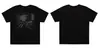 Camiseta casual versátil de subcultura transfronteriza color negro gótico para mujer, de manga corta y cuello redondo, con estampado de letras y retrato