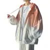 Cárdigan suelto estilo coreano con degradado para hombre, suéter, ropa de pareja, nuevo otoño, estudiante, callejera, con capucha, uniforme de béisbol