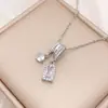 Colar Popular Transfronteiriço Quadrado Cor de Sorvete Colar Luxo Leve Zircônia Microcravejada Temperamento Acessório Simples de Alta Qualidade