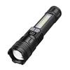 Linterna potente tipo C, recargable, para exteriores, con luz lateral de emergencia y luz de trabajo lateral de advertencia COB.