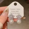 Pendientes de Copo de Nieve con Circonita Microincrustada, Aguja de Plata 925 para Mujer, Diseño de Nicho, Lujo de Gama Alta, Pendientes de Perla de Gama Alta