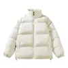 Jaqueta de algodão estilo casal cor sólida transfronteiriça outono e inverno estilo quente versão pública jaqueta acolchoada de algodão com gola alta estilo casaco masculino engrossado