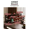 Prateleira de Exibição Antiga para Desktop Suporte para Xícara de Chá Prateleira de Armazenamento Sala de Chá Madeira Maciça Estilo Chinês Mesa de Chá Armário de Chá Prateleira de Exibição em Camadas Rack de Armazenamento para Enfeites