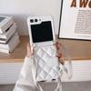 Adecuado para Samsung Flip5, funda de teléfono Flip 4, funda de cuero de moda, bandolera a cuadros, FLIP3, plegable, protección para máquina, nuevo