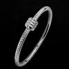 Pulseira de Aço Inoxidável para Meninas, Pulseira Cravejada de Diamantes, Pequena Pulseira em Formato de Ferradura com Cintura, Pulseira de Aço Titânio Não Desbota de Nicho Atacado