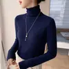 Padrão espinha de peixe texturizado, gola semi-alta, suéter de malha slim fit para mulheres, peça versátil de manga comprida para usar por baixo, top interno para outono e inverno