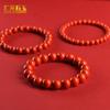 Pulseira de contas redondas de areia vermelha de alto teor de minério bruto para homens e mulheres pulseira do ano de nascimento vermelho cinnabar fornecimento direto atacado