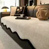 Cojín de Sofá con Forma de Chenilla de Lujo Ligero, Cojín de Asiento Antideslizante y Resistente al Desgaste con Bordes Ondulados, Fabricante de Funda Protectora para Sofá de Cuatro Estaciones