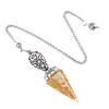 Colgante de Péndulo de Cristal Transfronterizo Fabricante Directo Péndulo de Frecuencia Ajustable Yoga Piedra Semipreciosa Natural Cónico Tallado Retro