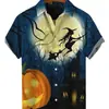 Nueva camisa para hombre de estación independiente europea y americana transfronteriza Serie de Halloween impresión digital 3D manga corta casual