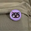 Broche de Metal de Dibujos Animados Gato Negro Pequeño con Gradiente de Cielo Estrellado Soñador Creativo Insignia Decorativa para Bolso Ropa
