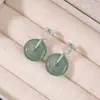Yuebao Joias Jade Azul Água Prata Esterlina S925 Fivela de Segurança Ponto Quadrado Vazado Estilo Chinês Brincos de Prata Stud Fábrica