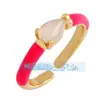 L45B Popular Europeo y Americano Retro Hip Hop para Mujer y Hombre Gotas para los Ojos Anillo Ancho Ajustable Chapado en Oro