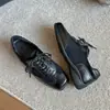 Sapatos de Couro com Cadarço e Bico Quadrado 2026 para Mulheres, Versáteis Casuais Sapatos de Treinamento Alemães, Sapatos Baixos de Solado Único, Sapatos de Treinamento Alemães para Mulheres, Novo Modelo 2026