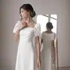 Vestido Novo Branco Outono/Inverno Estilo Puff Sleeve Pure Desire Moda Europeia e Americana Transfronteiriça Elegante Vestido de Alta Qualidade