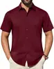 Camisa de Manga Corta Elástica en Cuatro Direcciones para Hombre, Color Natural, Botones, Antiplanchado, Casual de Negocios, Talla Europea, Superventas Transfronterizo de Amazon