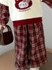 Conjunto de Moletom Infantil Primavera e Outono, Conjunto Xadrez Fofo para Menina, Bebê Falso Duas Peças Polo Manga Longa Calça de Perna Larga