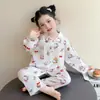 Pijama Infantil Algodão Puro Primavera e Outono 2026 Novo Manga Longa Gaze Fina Conjunto de Roupa de Casa Infantil Menina Bebê Verão