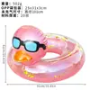 Anillo Flotador Inflable de Pato Amarillo Grande con Lentejuelas Cruzado en Stock, Flotador Inflable de Pato de Agua Engrosado y Ampliado para Fiesta en la Piscina