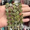 14mm Piedra Natural Cristal Ágata Plano Trébol de Cuatro Hojas Pulsera DIY Collar Accesorios de Joyería Productos Semiacabados Venta al por Mayor