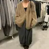 Novo cardigã de tricô estilo coreano, soltinho, em imitação de mink, com decote V, para o inverno de 2026, suéter plus size, peça de outer