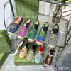 Versión Alta G Casa Bordado Estampado Zapatos de Pescador Otoño 2024 Suela de Goma Tejida Piel Boca Baja Casual Zapatos para Mujer
