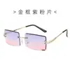 Gafas de sol sin montura para mujer, Gafas cuadradas de celebridad de internet con degradado, Tendencia transfronteriza para fotografía callejera, Gafas de verano anti-UV