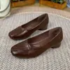 Zapatos de Cuero Suave Estilo Francés Nuevos de Primavera para Mujer, Zapatos Mary Jane de Tacón Bajo, Zapatos de Cuero Versátiles de Boca Baja con Tacón Grueso