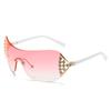 Gafas de Sol Y2K Transfronterizas, Estilo Europeo y Americano, Gafas de Sol Sin Montura de Alta Gama Personalizadas con Incrustaciones de Diamantes para Mujer