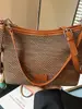 Bolsa de Ombro Tecida Estilo Retro Transfronteiriça para Mulheres, Bolsa Saco de Grande Capacidade, Bolsa de Ombro Cruzada Casual para o Dia a Dia