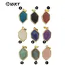 WT-E741 Hexágono Minimalista Piedra Preciosa Latón Encaje de Contorno Colgante Pequeño Pendientes con Gancho para Oreja Esenciales para el Viaje Diario