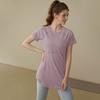 Novos Estilos de Tops Esportivos de Manga Curta Femininos Emagrecedores e de Alta Qualidade para Yoga, Camisetas de Fitness de Comprimento Médio que Cobrem o Bumbum para Corrida