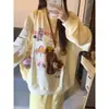 Ropa de calle hombrecito manga larga pesada hip hop cuello redondo sudadera mujer longitud media sin capucha top estampado ropa pastoral