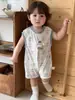 Mameluco Delgado Estilo Coreano para Bebé de 1 Año para Niños, Mameluco de Verano para Niños Pequeños, Sin Mangas, Cuadros, Muñeco 3D