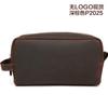 Clutch de cuero vintage de moda bolsa de aseo multifuncional para hombre bolsa de cosméticos impermeable de cuero Crazy Horse 2025
