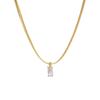 Collar de Cadena de Hueso de Serpiente con Colgante Rectangular de Zircón Estilo Normcore Europeo y Americano Gema Versátil Chapado en Oro Cadena para Clavícula para Mujer