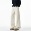 Calças de trabalho retas slim fit para homens, calças pretas versáteis da moda de outono, calças casuais largas e fluidas