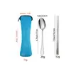 Amazon Pratos Portáteis Aço Inoxidável Colher Garfo Colher Garfo de Estudante Hashi Faca de Viagem Camping Garfo Colher Conjunto
