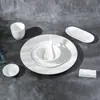 Conjunto de louça de cerâmica para hotel atacado tigela branca pura conjunto de pratos restaurante criativo conjunto de pratos com LOGOTIPO