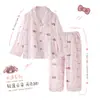 Pijama para niñas, colección primavera y otoño, de manga larga, con estampado de nubes, algodón fino, nuevo estilo de otoño, para niñas de talla mediana y grande, ropa de estar por casa moderna