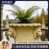 Jardim Comunitário de Enfermagem de Luxo Escultura de Arte Clássica Vasos de Flores em Relevo de Arenito Escultura de Arenito Caixa de Flores