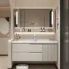 Novo gabinete de banheiro e combinação de vaso sanitário, lavatório na cor creme, lavatório inteligente e simples, cuba de cerâmica integrada