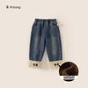 Un Par de Ropa de Invierno para Niñas, Pantalones Suaves de Mezclilla con Forro Polar Integrado, Pantalones para Niños con Lana de Alpaca, Pantalones Engrosados para Niñas