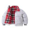 Chaquetas de Algodón Cálidas con Forro y Costuras a Cuadros Contrastantes Nuevas para Hombres y Mujeres con Cuello Alto Moda Callejera Chaquetas de Algodón para Comercio Exterior Transfronterizo