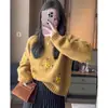 Top de crochet de punto gris de alta gama, capa base engrosada, perfecto para figuras petite, popular suéter suave y acogedor de otoño/invierno para mujer