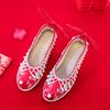Zapatos de boda de ganso salvaje de siete cm con cuentas Zapatos de novia de boda china Sedan Xiuhe zapatos bordados con cuentas del viejo Pekín Hanfu