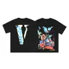 [Transfronterizo 220g] Marca Trendy Americana Vlone Jerry Big V Camiseta Casual Calle Alta Calle Street Pareja Manga Corta Vtg